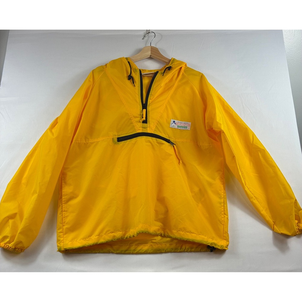 Disney Mickey Mouse Windbreaker Jacket Adult Large Yellow Pullover Hooded Good